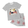 thumbnail image 4 of UngA Fourth of July Boy Girl Outfit Short Sleeve American Flag 250th Anniversary Shirts + Print Shorts Toddler Kids Independence Day Clothes Sets (Grey,11-12 Years), 4 of 7