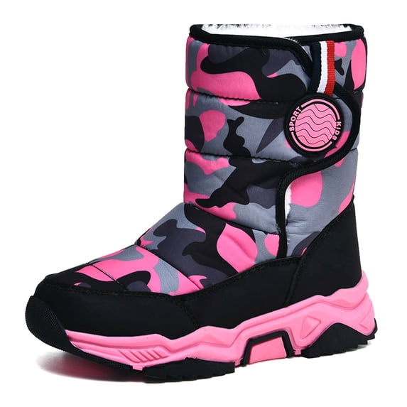 Boys Girls Snow Boots Winter Waterproof Outdoor Slip Resistant Faux Fur Lining (Toddler/Little Kid/Big Kid)