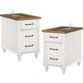 thumbnail image 2 of 2 Pack Farmhouse Nightstand with Charging Station, End Table with Solid Wood Leg, Bedside Table with Storage Drawer&Power outlets USB Ports for Bedroom,Living Room,White, 2 of 9