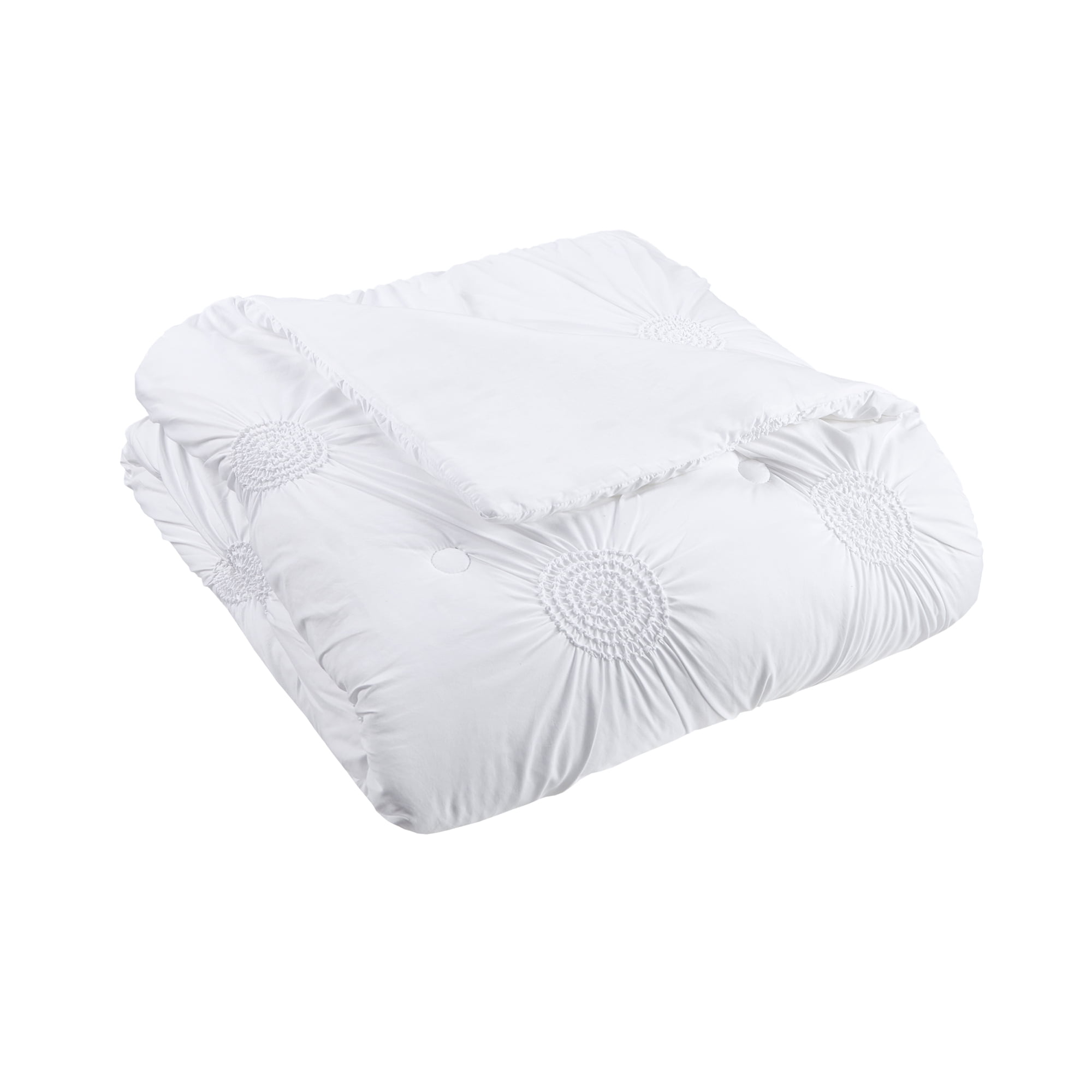 Mainstays Elastic Ruching Comforter in a Bag, Twin/Twin XL, White