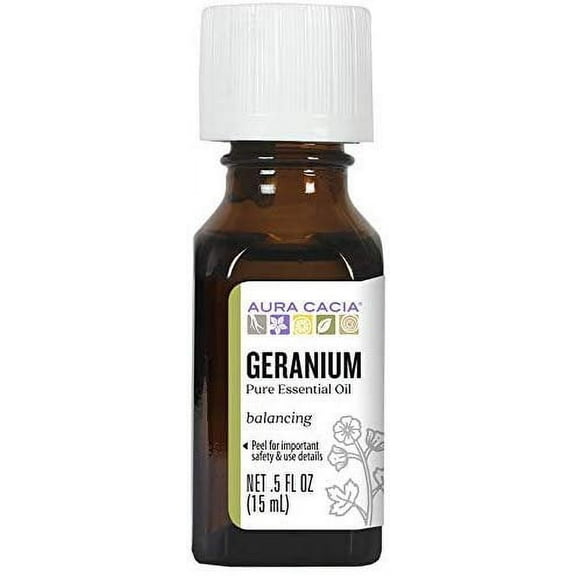 Aura Cacia Pure Geranium Essential Oil 0.5 fl. oz. Pelargonium graveolens