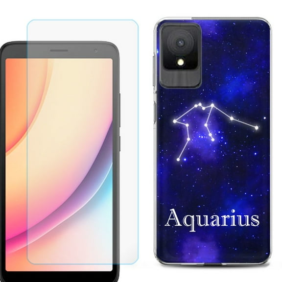 For TCL K11 Phone Case Cover, Shockproof Case with Tempered Glass Screen Protector, by OneToughShield - Aquarius