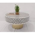 thumbnail image 3 of Handmade Bone Inlay Coffee Table: Targua Pattern Round Table, 3 of 4