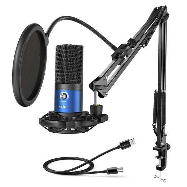 Micrófono USB de grabación para PC FIFINE T669 azul para streaming
