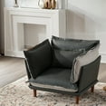 thumbnail image 2 of MDQMD Modern Dual-Sided Chenille Oversized Accent Chair - Reversible All-Season Lounge Chair with Hooked Edge Yarn Fabric, 15" High Legs & Adjustable Pads for Living Room, Bedroom - Blue, 2 of 7
