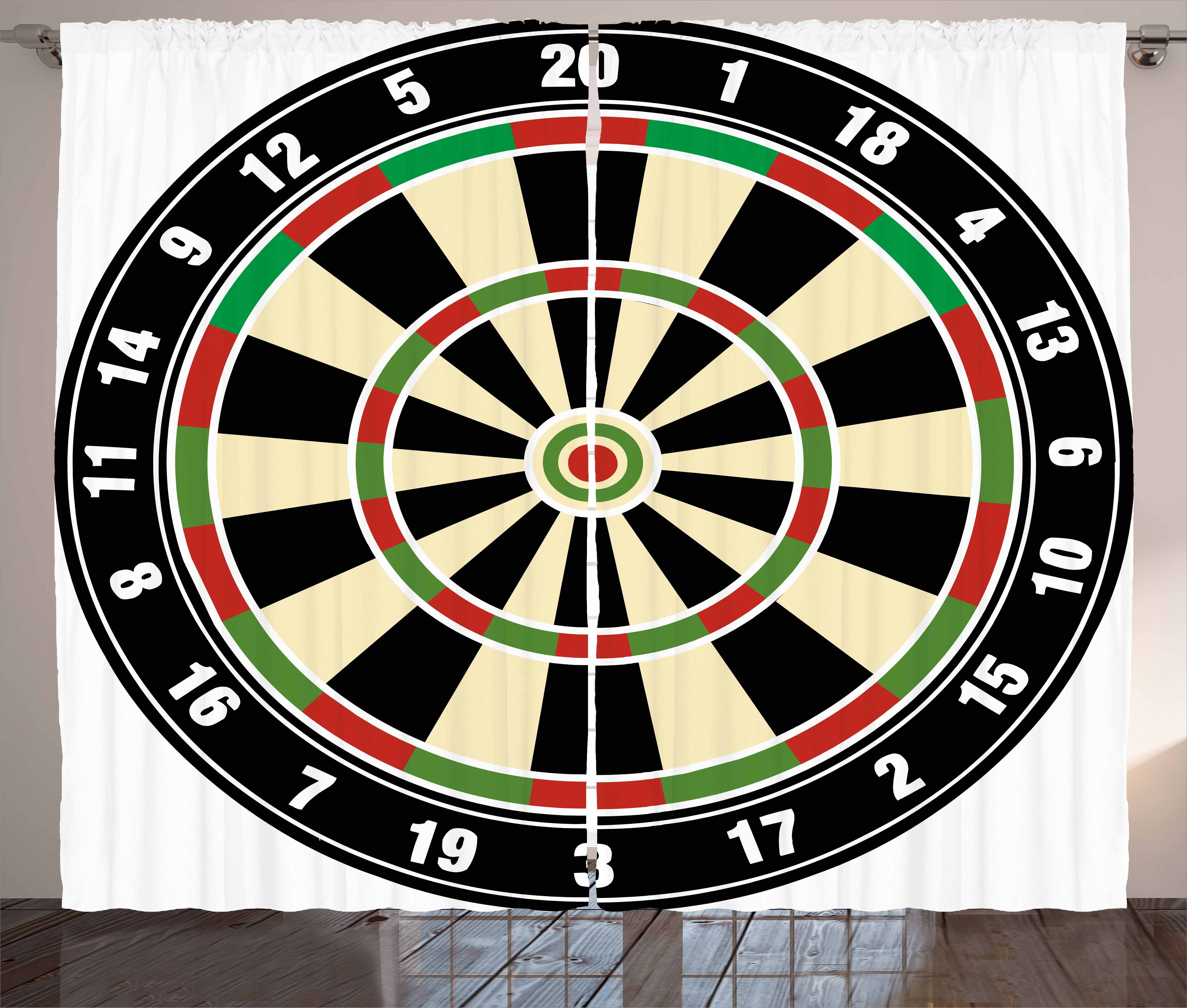 Sports Curtains 2 Panels Set Dart Board Numbers Sports