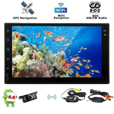 Car Stereo Gps 7 Inch Free Wireless Camera !! Android Car Stereo Double Din Car Radio 7 Inch Touchscreen Car GPS Navigation - Support Built-in Bluetooth/WiFi/Mirror Link/OBDII/Steering Wheel Control/1080p/3G/4G ()