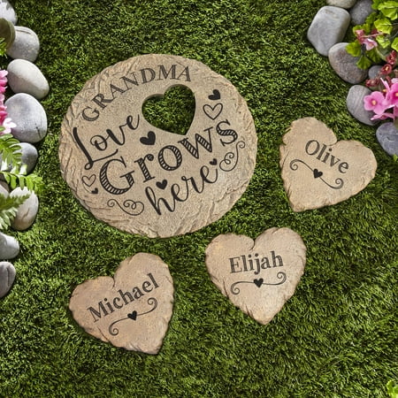 - Personalized Love Grows Here Round Garden Stone