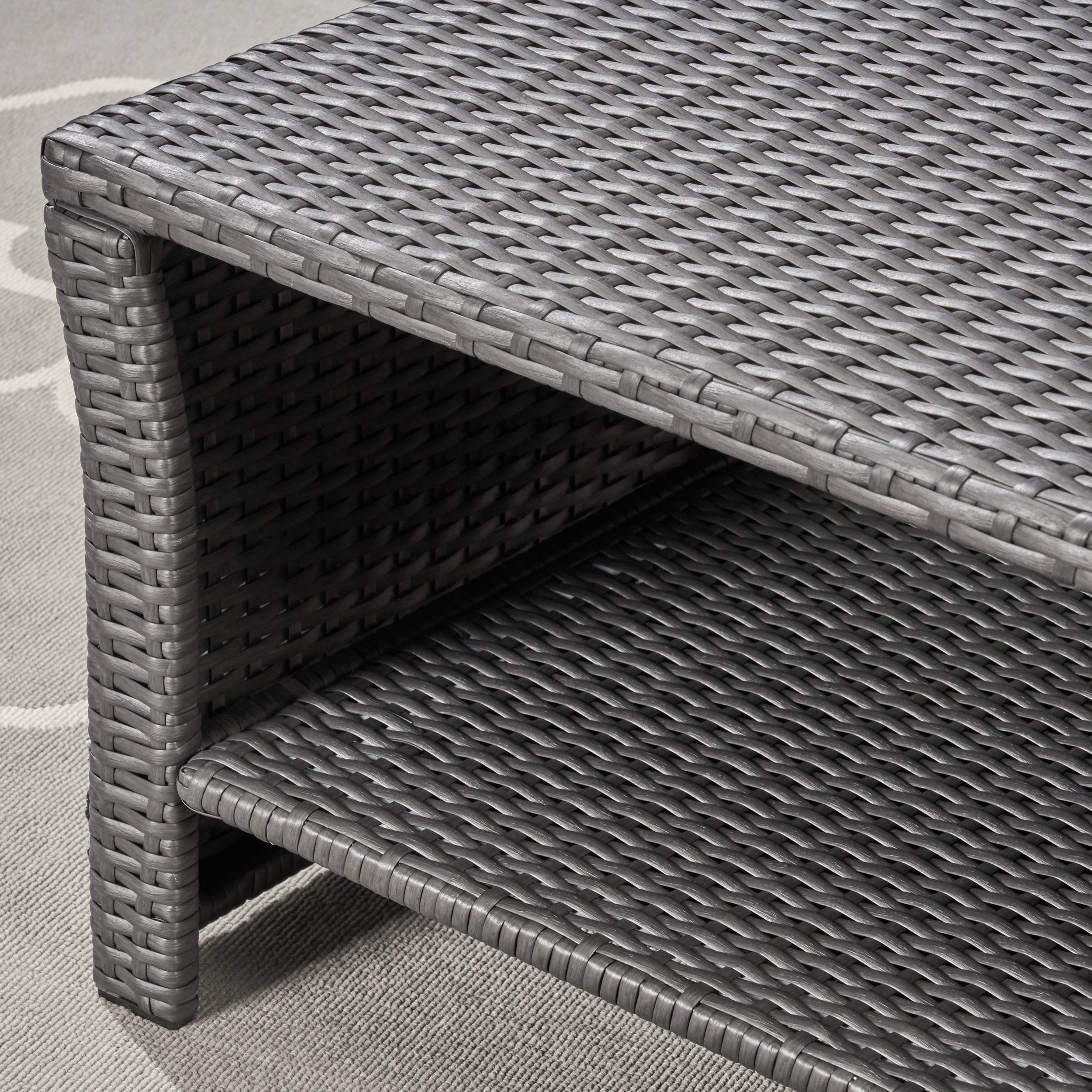 Antony Outdoor Wicker Coffee Table, Gray