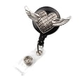 thumbnail image 1 of EeaseCA Retro Wing Shaped Round Rhinestone Clips ID Sleeve Telescopic Buckle Retractable ID Badge Reel Clips Easy Pull Buckle Clip (White), 1 of 7