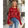 thumbnail image 4 of Halloween Sweaters for Women 2026 Fall Pumpkin Knit Pullover Sweater Fair isle Crewneck Red Sweaters Shermie, 4 of 9