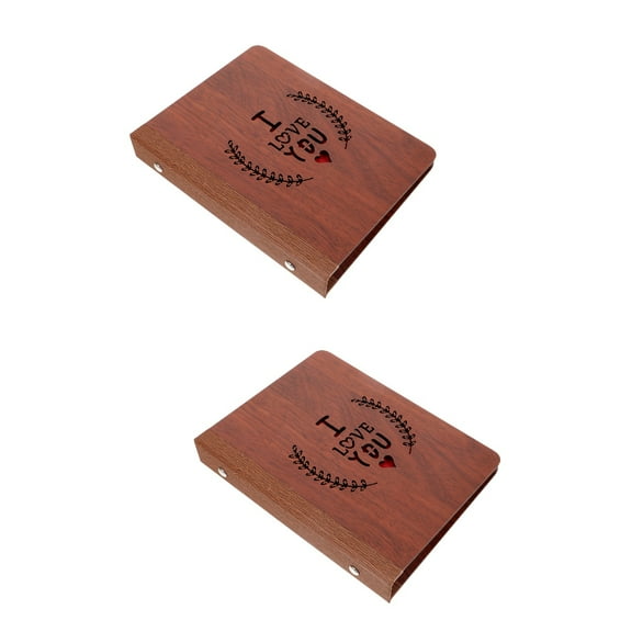 MLINS 2pcs Wooden Photo Album Vintage Diy Picture Album Wood Picture Frame Memorial Photo Album