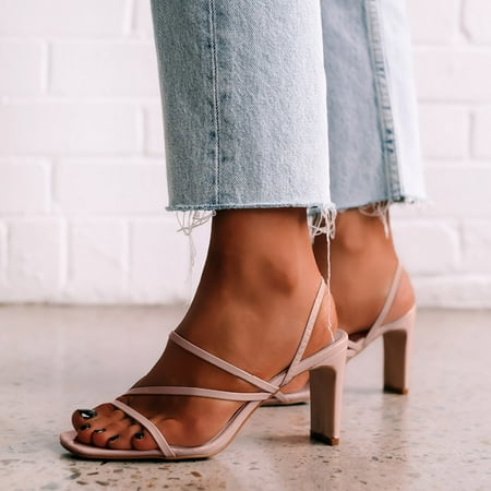 

MIASHUI shoes for women Fashion Spring And Summer Women Sandals High Heels Solid Color Thick Heels Large Size Casual
