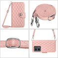 thumbnail image 4 of SaniMore Case for Motorola Moto G 5G 2023/G Power 2023, PU Leather 3D Lattice Stylish for Girls Crossbody Lanyard Kickstand Card Slots Cash Pocket Magnetic Protective Shockproof Wallet Shell,Coralpink, 4 of 9