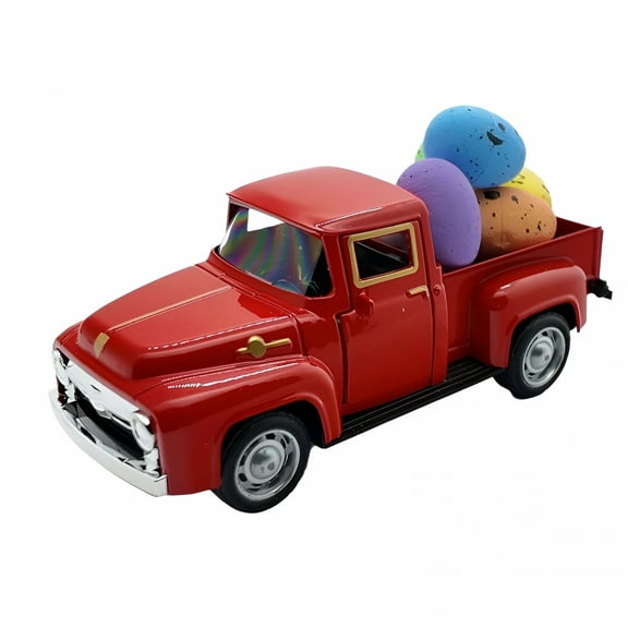 LAMIRO Easter Truck with Eggs Vintage Metal Pickup Decor Easter Decorations Valentine Truck Decor Metal Mini Truck Farmhouse Easter Truck with Eggs Easter Truck Truck with Eggs