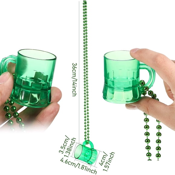 6 piezas de vasos de chupito para el Día de San Patricio, collar, jarra de cerveza B