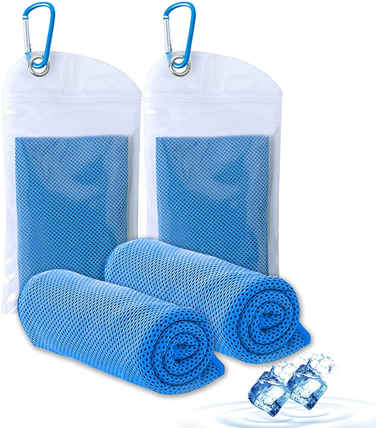 Blue Cooling Towel Band Stay Cold Sports Chill Towels Men Dogs Kids Neck Bulk 