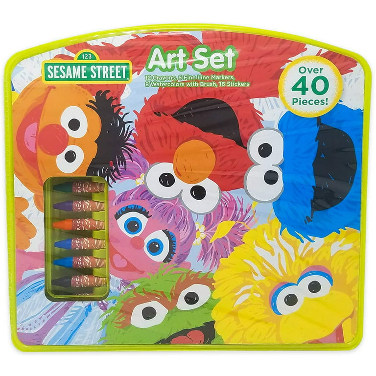 Sesame Street 43-Piece Art Case | Markers, Crayons, Stickers, and Watercolors