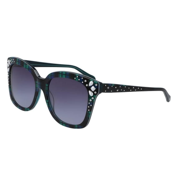 NEW Draper James DJ 7013 400 Blue Plaid Sunglasses with Grey Lenses & Case