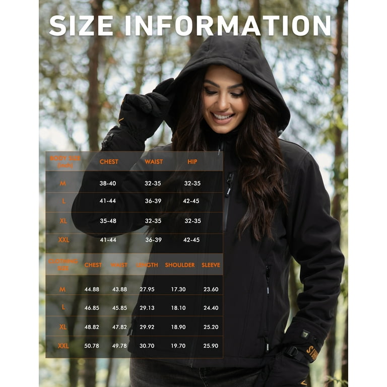 ARRIS Women s Heated Jacket Rechargeable 7.4V Battery Windproof Waterproof Fleece Lining Power Winter Coat XXL Walmart