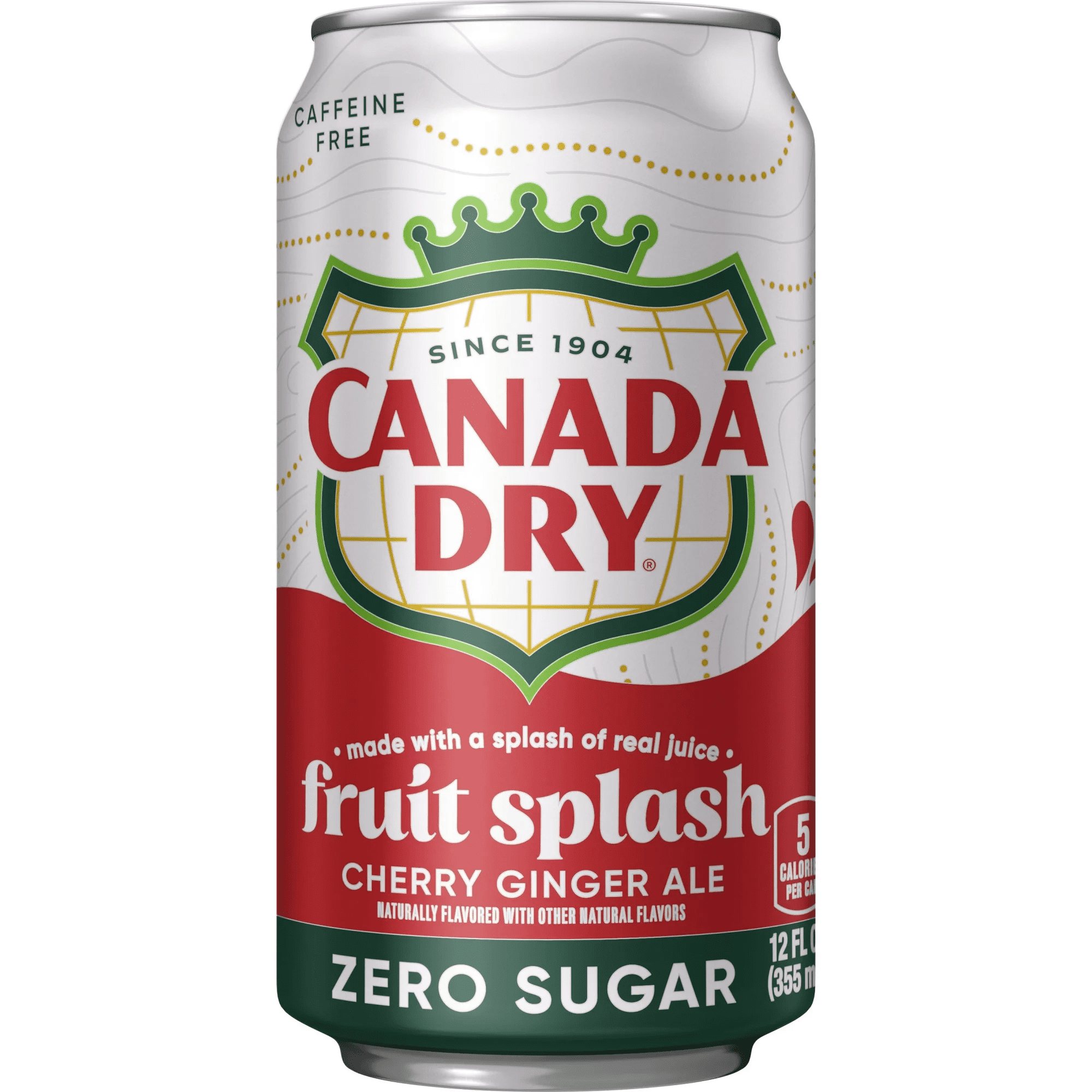 Canada Dry Caffeine Free Zero Sugar Fruit Splash Cherry Ginger Ale Soda Pop, 12 fl oz (Pack of 18)