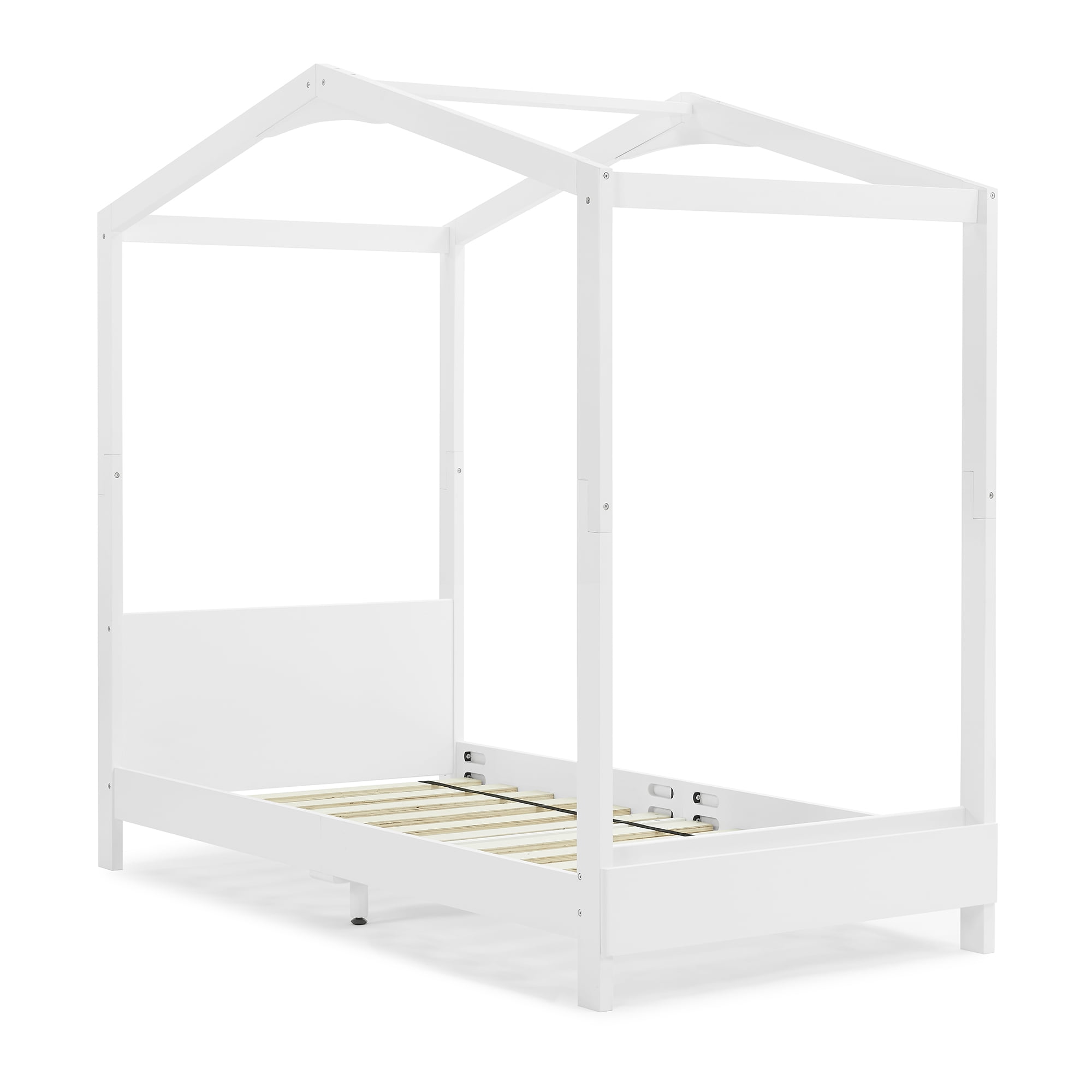 Delta Children Poppy House Wood Twin Bed, Platform Bed - No Box Spring Needed, Bianca White
