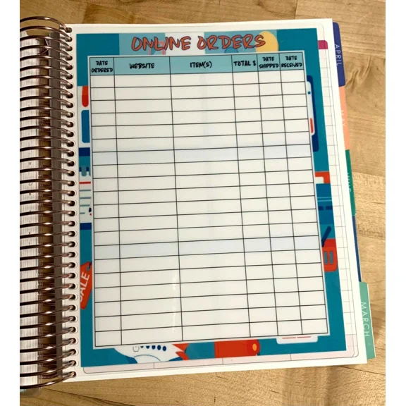 Online Shopping Order Tracker Two Sided Dashboard 4 Use W Erin Condren Planner