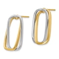 thumbnail image 2 of Primal Gold 14 Karat Yellow and White Gold Fancy Versatile Rectangle Post Earrings, 2 of 9