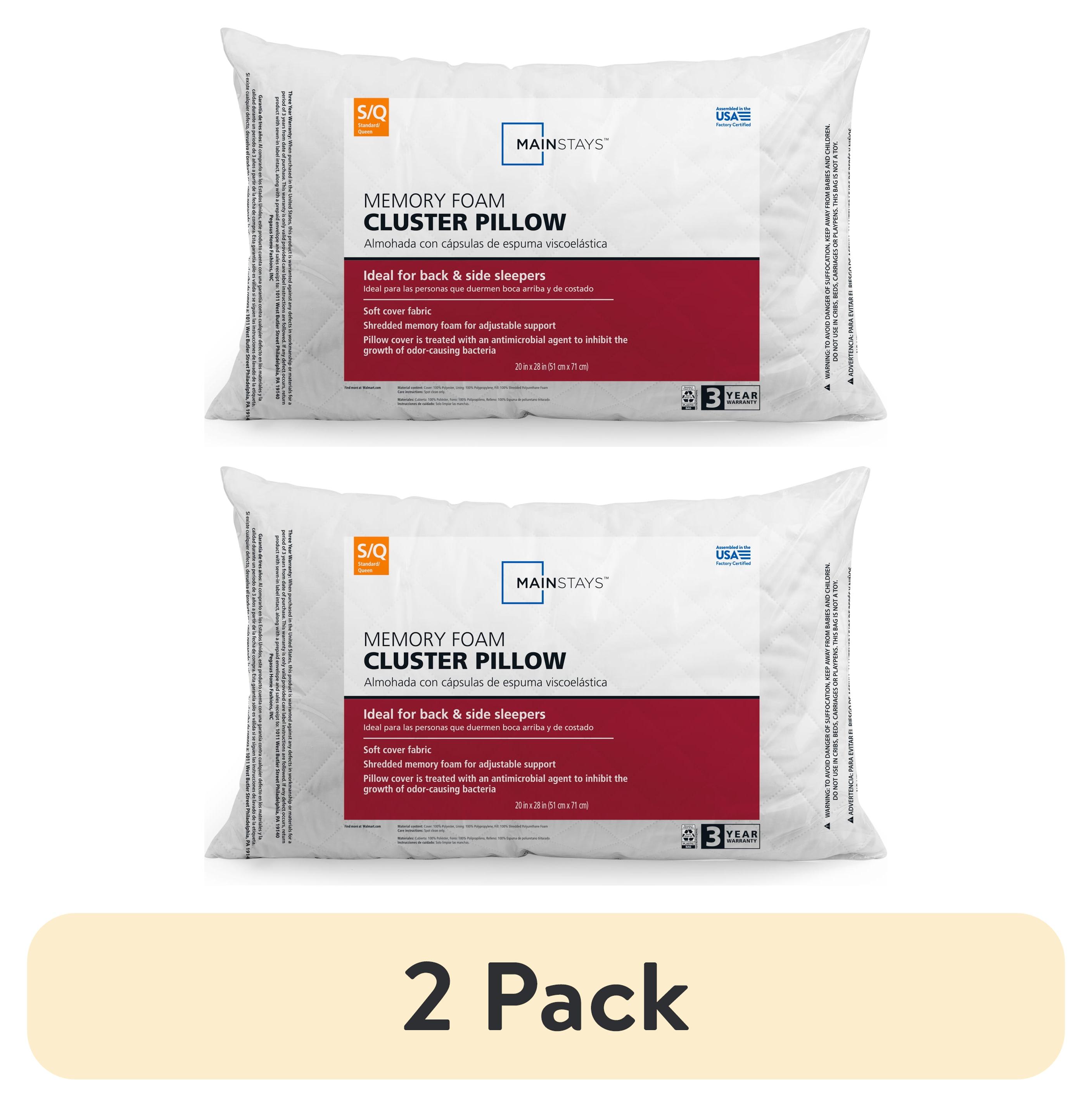 Mainstays Memory Foam Cluster Bed Pillow, Standard/Queen, 2-Pack photo 1
