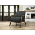 thumbnail image 2 of Accent Chair, Arm Sofa Chair Studio Chairs Upholstered Sing Sofa with Cushion Back & Walnut Finish, Solid Wood Vanity Chair Dressing Chair Side Chair Leisure Sofa for Living Room Office, Dark Gray, 2 of 6