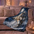 thumbnail image 5 of Majestic Gray Wolf Snow Moonlit Wilderness, Peaceful Mountain Lake Scene, Warm Flannel Blanket for Cabin and Lodge, Outdoor Lovers Camping Gift, Rustic Home Decor, 5 of 7