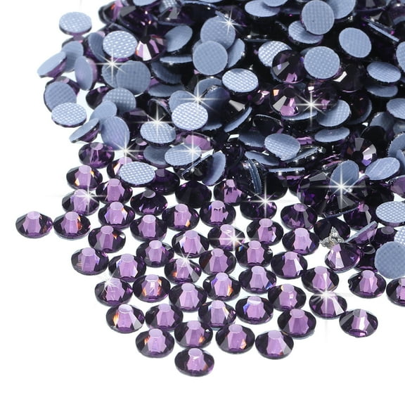 Uxcell 1440 Pcs Hotfix Rhinestones Flatback Crystal Glass Gems(SS12 3.2mm,Pale Purple)