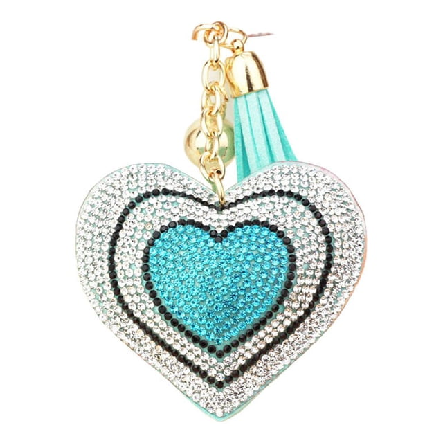 Keyring Exquisite Tassel Key Valentine's Day Women Accessories Use Heart Keychain Multicolored Keyholder DIY Bag Decor Heart Light Blue