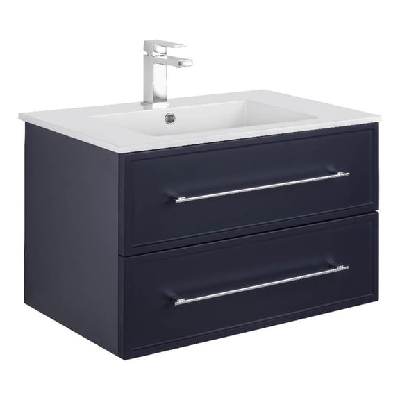 Cutler Kitchen and Bath Milano 30" Wood/Cultured Marble Bathroom Vanity in Blue