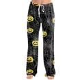 thumbnail image 2 of Pajama Pants for Women Halloween Pumpkin Print Soft Drawstring Comfy Sleep Pants, 2 of 5