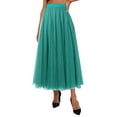 thumbnail image 2 of Clearance! Hontri Skirts for Women Women's Pleated Skirt Mesh Skirt Fairy Skirt Mid Length Long Skirt Dance Skirt Skirts for Women Navy,Xl, 2 of 4
