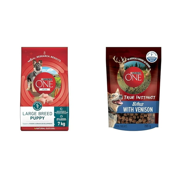 Purina ONE Smartblend Large Breed Puppy Food, Dry Dog Food 14 kg Bag & True Instinct Bites with Venison, Natural Dog Treats - 198 g