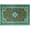 thumbnail image 1 of Ahgly Company Indoor Rectangle Medallion Turquoise Blue Traditional Area Rugs, 7' x 10', 1 of 4