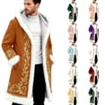 thumbnail image 3 of Christmas Men's Santa Trench Coat Trendy Plush Coats Long Peacoats Xmas Long Hooded Cardigans Brown XXXXL, 3 of 6