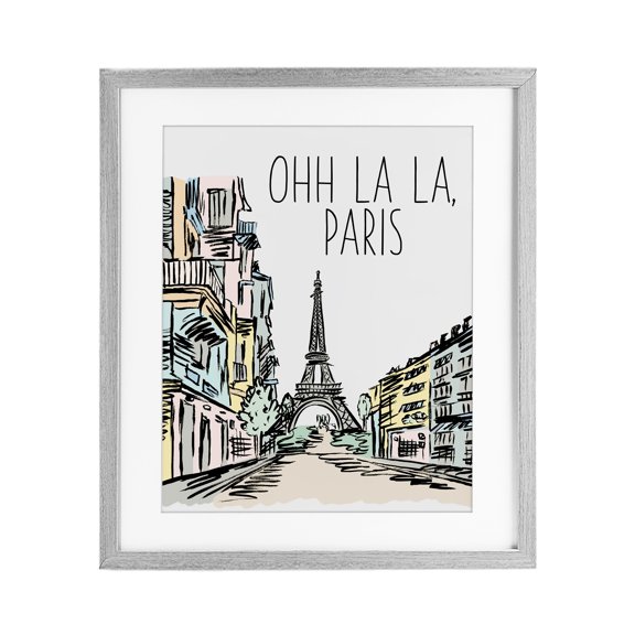 Stupell Industries Contemporary Ohh La La Paris Gray Framed Print Under Glass, 17 x 21, by Elizabeth Medley