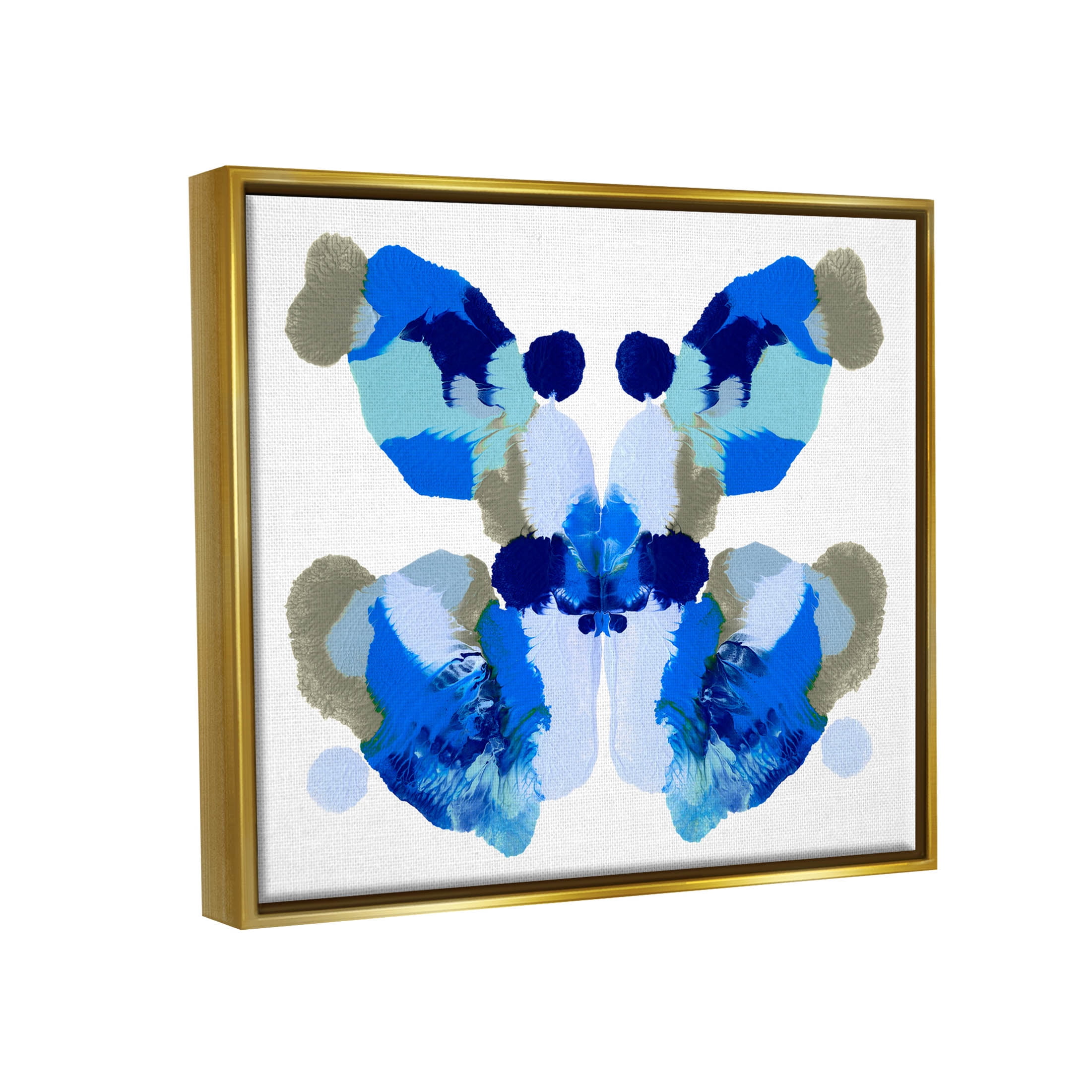 Stupell Industries Abstract Symmetrical Ink Blot Shape Graphic Art Metallic Gold Floating Framed Canvas Print Wall Art, Design by Emma Caroline