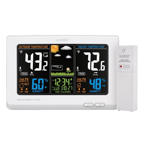 La Crosse Technology Wireless Atomic Digital Color Forecast Station with Alerts, White, 308-1414W