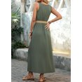 thumbnail image 4 of Robes d'Été pour Femmes Sans Manches à Boutons Taille Décontractée Ligne A Évasée Robe Midi Robe d'Été Vert m, 4 of 10