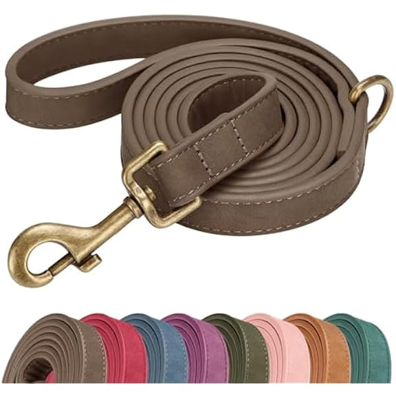 Eryueer Stylish PU Leather Dog Leash for Large Dogs, Easy to Clean 5ft Dog Leashes for Medium Dogs, Fashionable and Elegant for Walking, Running and Training,Brown, M