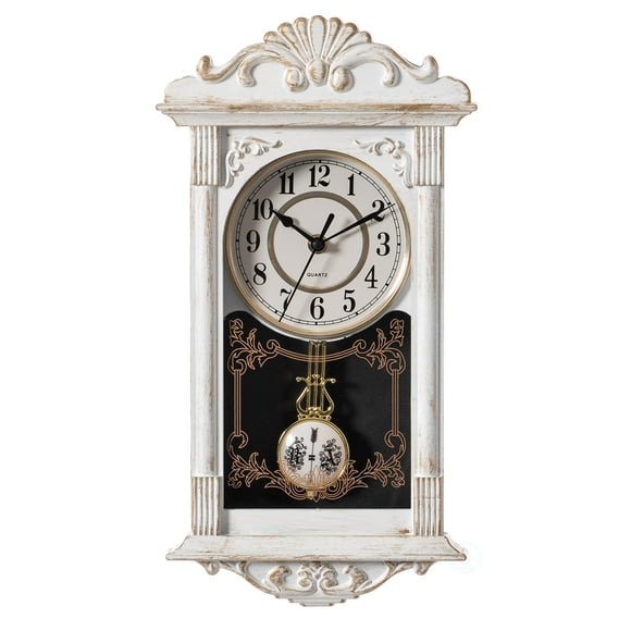 Reloj de pared Clockswise Vintage Grandfather con aspecto de madera, marrón