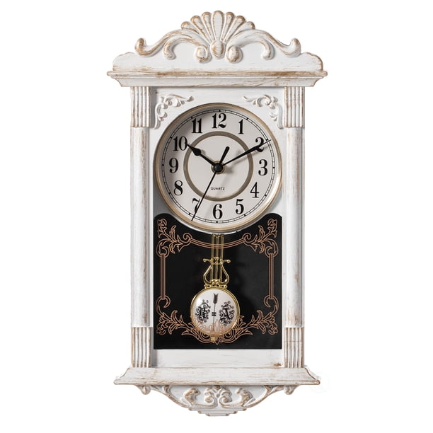 Reloj de pared Clockswise Vintage Grandfather con aspecto de madera, marrón