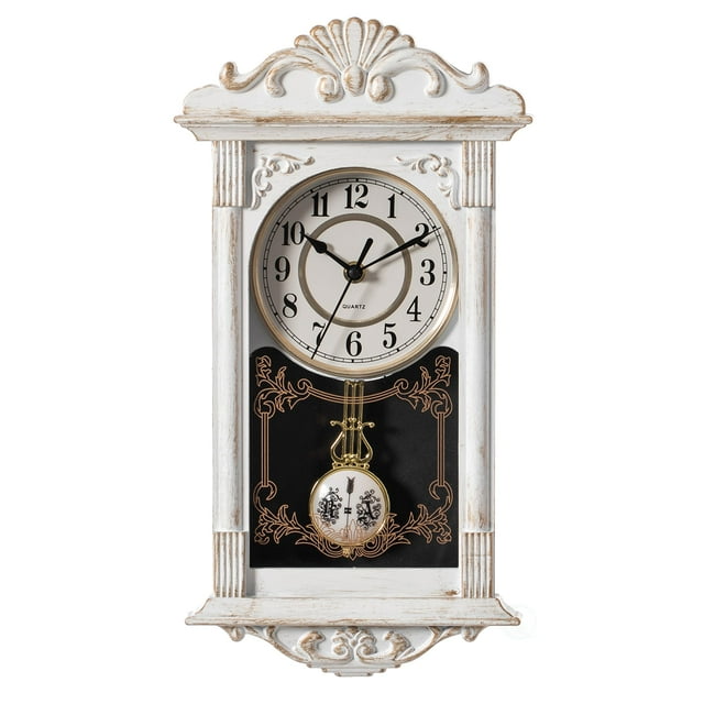 Reloj de pared Clockswise Vintage Grandfather con aspecto de madera, marrón