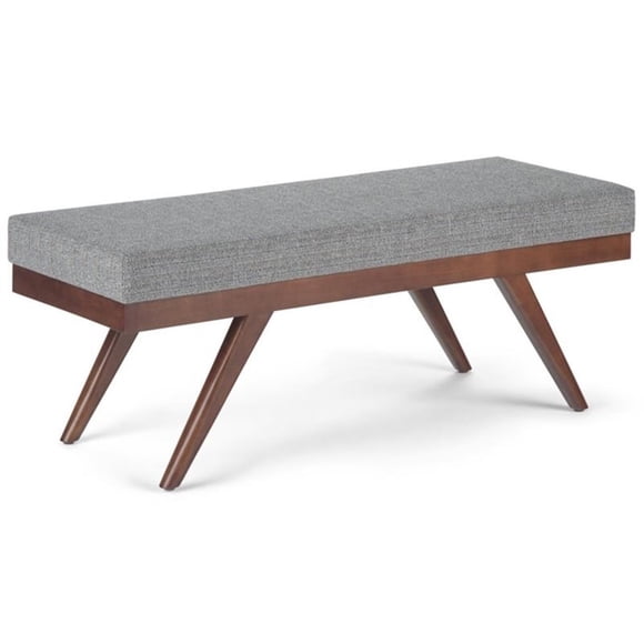 Saxon 43"WD Rectangle Storage Ottoman Bench in Dove Gray Linen Look Fabric