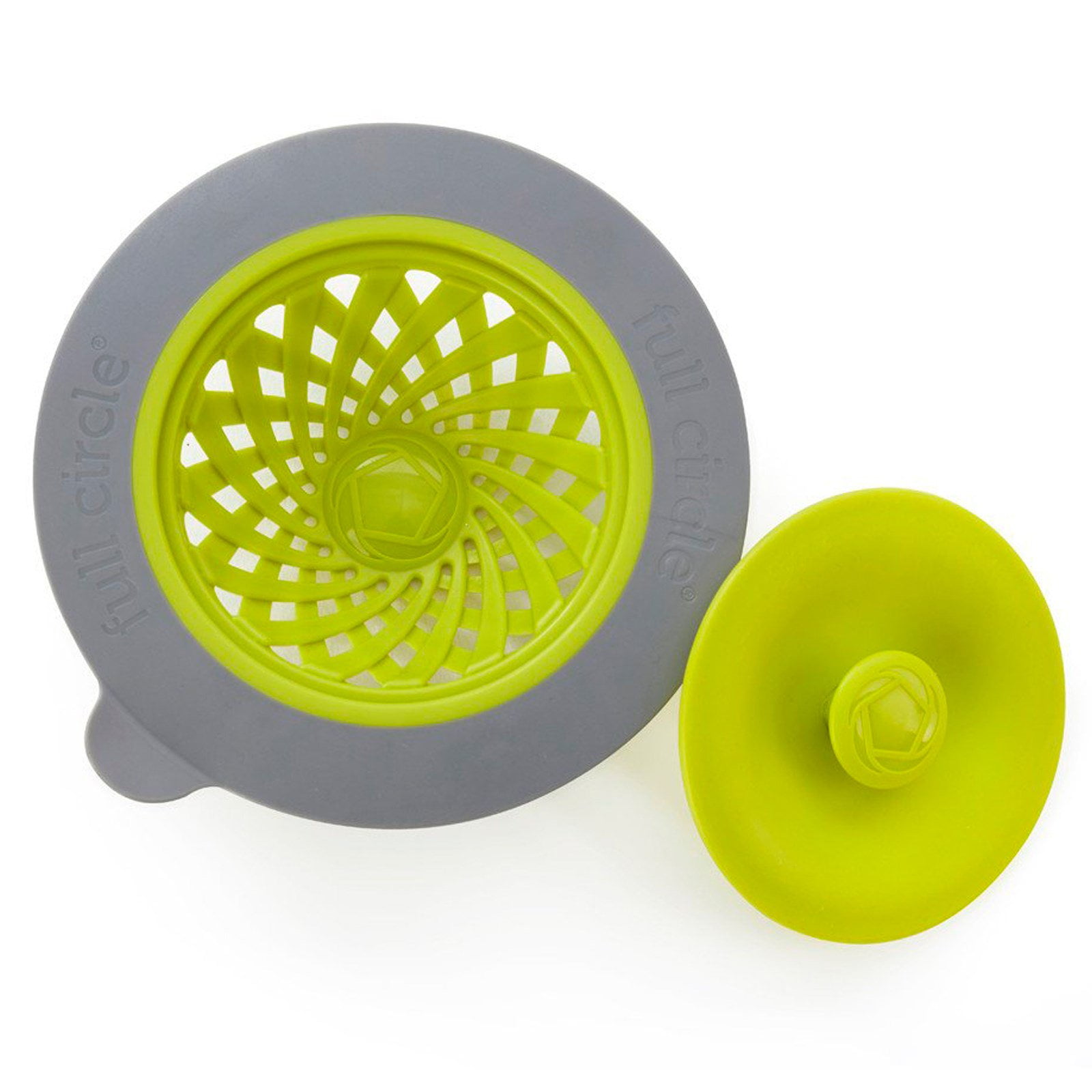 Full Circle Sinksational Kitchen Sink Strainer and Stopper Set - Green & Gray - Dishwasher Safe