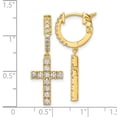 thumbnail image 4 of Sterling Shimmer Sterling Silver Gold-tone Flash Gold-plated CZ 38 Stone Cross Hinged Hoop Earrings, 4 of 4